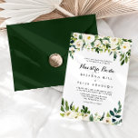 Convites Boda Boda Nuestra Floral de outono Verde Branco<br><div class="desc">Este convite de casamento da nuestra branca de outono verde é perfeito para um casamento russo. O design apresenta elegantes pedras brancas de aquarela com folhagem verde.</div>