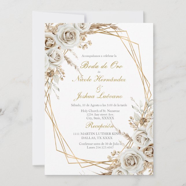 Convites Boda de oro wedding invitation (Frente)