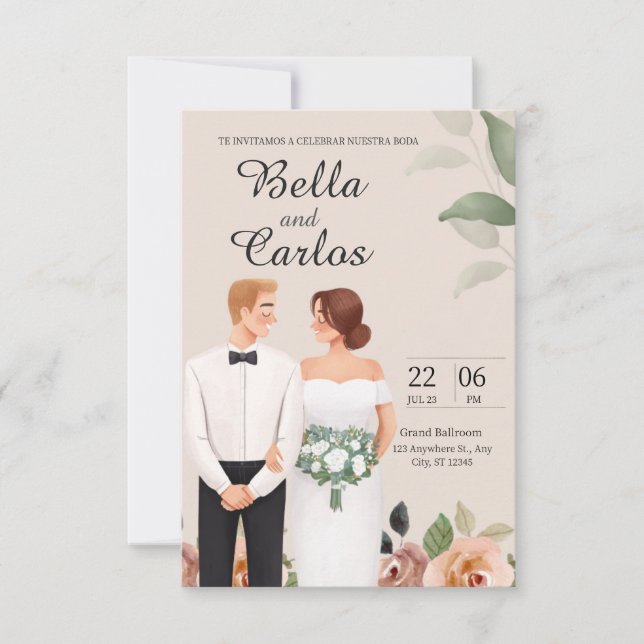 Convites Boda En Espanol (Frente)