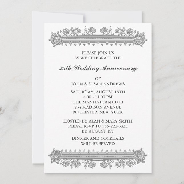 Convites Bodas de Prata 25º Aniversário de Casamento (Frente)
