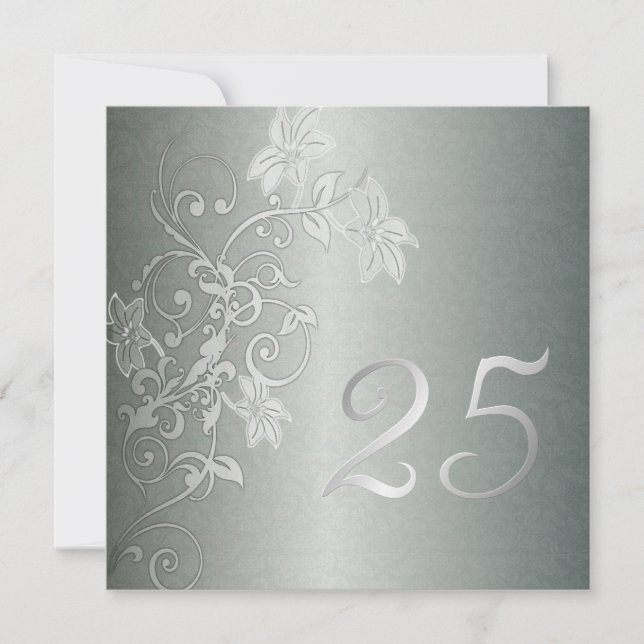 Convites Bodas de Prata 25 Anos de Flair Damask (Frente)