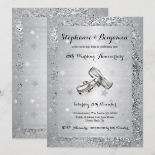 Convites Bodas de Prata 25 Anos Glitter Elegante