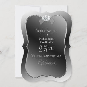 Convites Bodas de Prata de 25 Anos - Diamante Falso de Prat