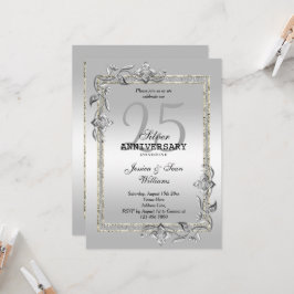 Convites Bodas de Prata de Gemas e Brilho 25º Aniversário d