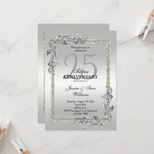 Convites Bodas de Prata de Gemas e Brilho 25º Aniversário d