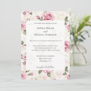 Convites Bodas Florais de Rosas Rosa Bonitas