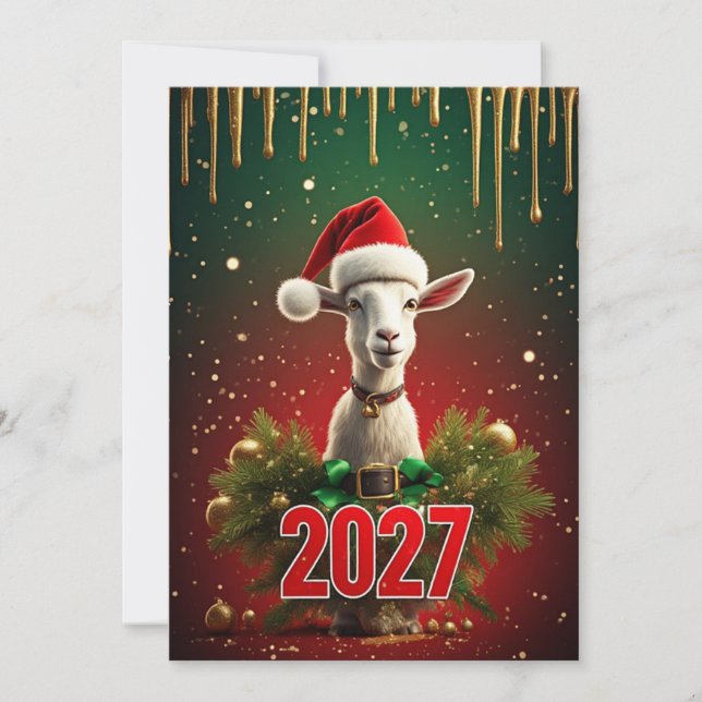 Convites Bode de Natal 2027 | Saudação Divertida e Fofa de  (Frente)