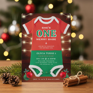 Convites Body de festa de 1º aniversário de Natal Madeira R