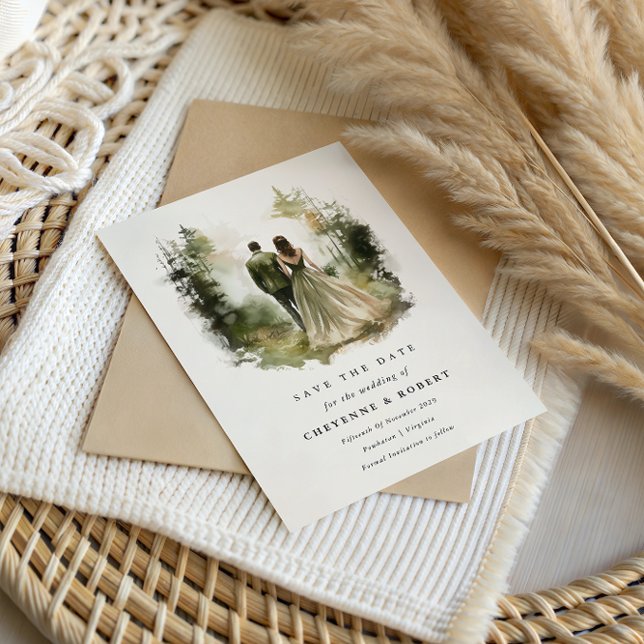 Convites Boêmia da Floresta Aquarela Encantada Salva a Data (Enchanted Forest Save the Date )