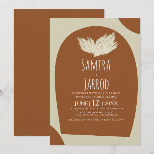 Convites Boêmia Desenhou Arco Natural Casamento Pampas