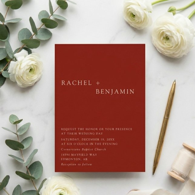 Convites Boêmia Elegante moderna Terracotta Wedding Invita (Criador carregado)