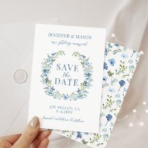 Boêmia floral azul Salve a data