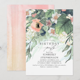 Convites Boêmia Floral Peach White e Rosa
