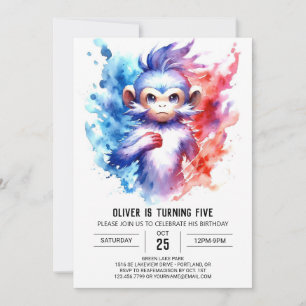 Convites Boêmian Monkey Aniversário Imprimível