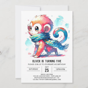 Convites Boêmian Monkey Aniversário Imprimível