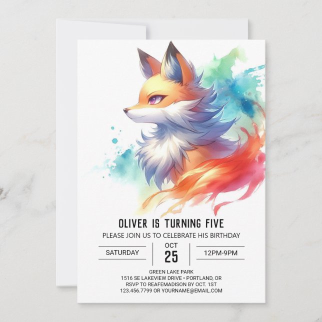 Convites Boêmian Rustic Fox Birthday (Frente)