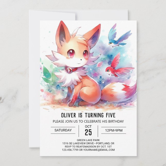 Convites Boêmian Rustic Fox Birthday (Frente)