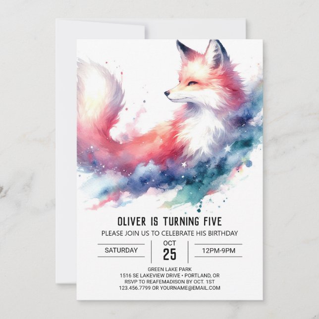 Convites Boêmian Rustic Fox Birthday (Frente)