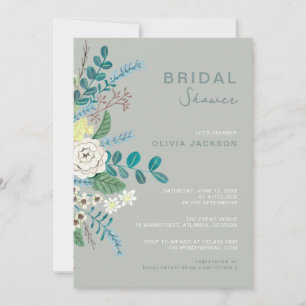 Convites Boêmian Sea Greens Flores Chic Floral Bridal 