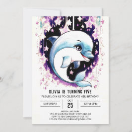 Convites Bófia Whimsic Boho Watercolor Dolphin Birthday