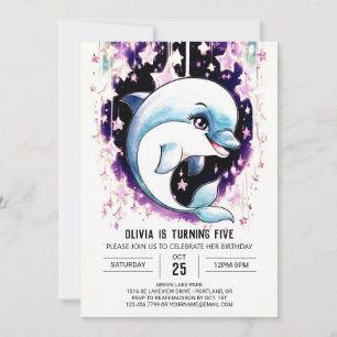 Convites Bófia Whimsic Boho Watercolor Dolphin Birthday