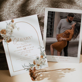 Convites BOHEME Terracotta Floral Boho Arch Chá de fraldas