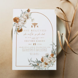 Convites BOHEME Terracotta Floral Boho RN Graduação de Enfe