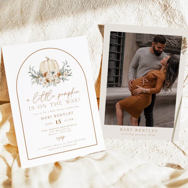 Convites BOHEME Terracotta Floral Pumpkin Chá de fraldas (Criador carregado)