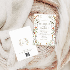 Convites Bohemian Autumn Meadow Flower Wreath Fall Wedding