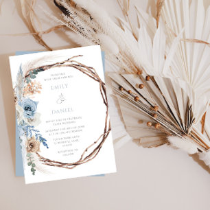 Convites Bohemian Blue Floral Wreath Invitation