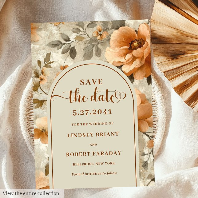 Convites Bohemian Boho Earthy Ivory Sage Floral Save Date (Bohemian Boho Earthy Ivory Sage Floral Save Date)