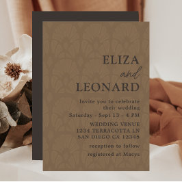 Convites Bohemian Brown Modern Minimalista Weding