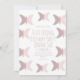 Convites Bohemian Butterfly Pastel Pink Aniversário