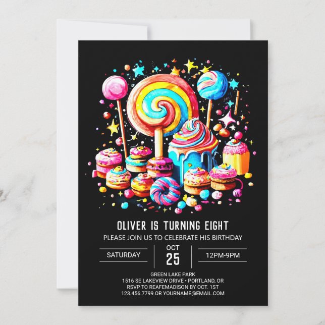 Convites Bohemian Candy Wonderland Birthday (Frente)