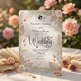 Convites Bohemian Cream Chic Floral Rustic Wedding