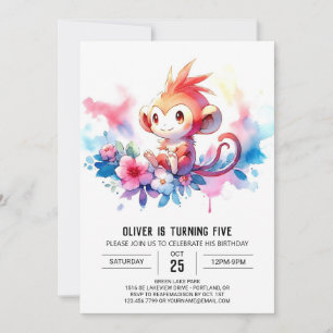 Convites Bohemian Digital Monkey Birthday