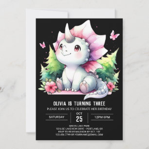 Convites Bohemian Dino Triceratops Aniversário