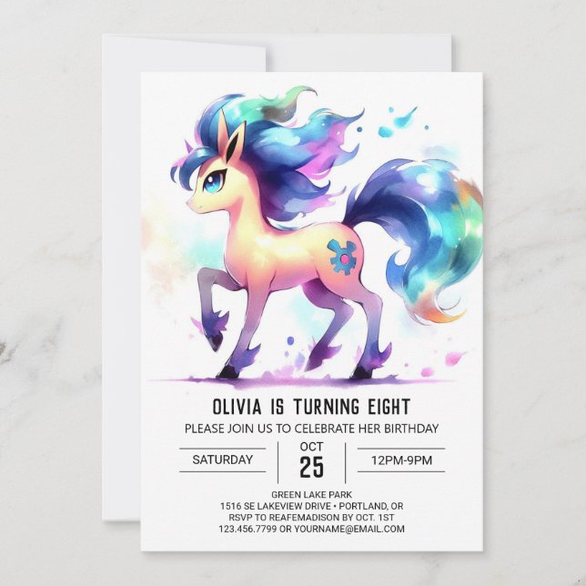 Convites Bohemian Editable Horse Birthday (Frente)