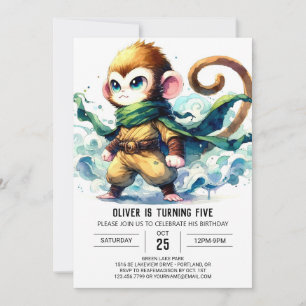 Convites Bohemian Editable Monkey Birthday