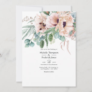 Convites Bohemian Eucalyptus Pink Poppy Casamento