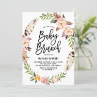 Bohemian Feather Floral Wreath Chá de fraldas Brun
