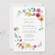 Bohemian Floral Bright Color Invitation