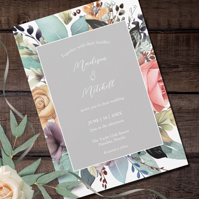 Convites Bohemian Floral Buquê Watercolor (Criador carregado)