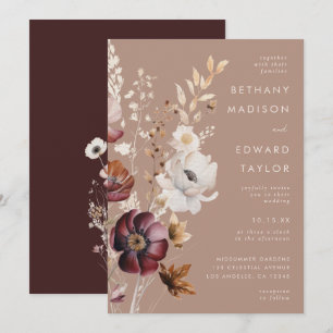 Convites Bohemian Floral Fall Taupe Weding