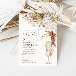 Convites Bohemian Floral & Feather Brunch & Bubble