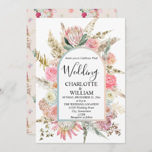Convites Bohemian Floral Frame Wedding