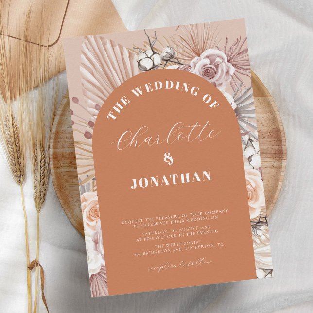 Convites Bohemian Floral Modern Terracotta Wedding (Criador carregado)