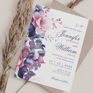 Convites Bohemian Floral Purple Wedding Elegante