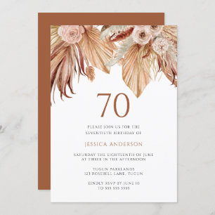 Convites Bohemian Floral Terracotta Boho 70 Birthday