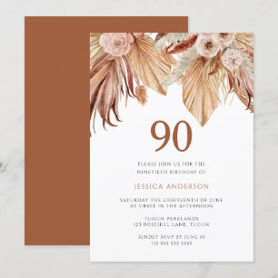 Convites Bohemian Floral Terracotta Boho 90 Birthday
